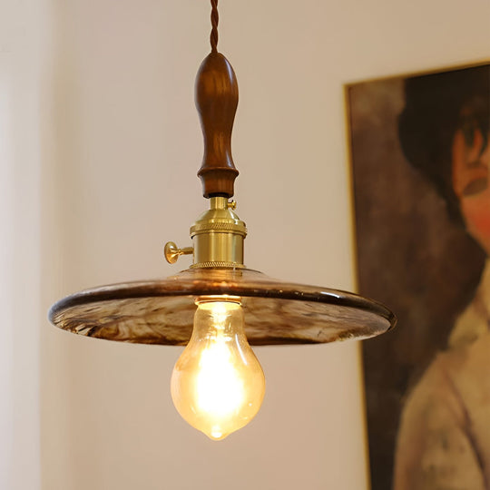 Circular Brown Glass LED 4W Retro Pendant Island Light