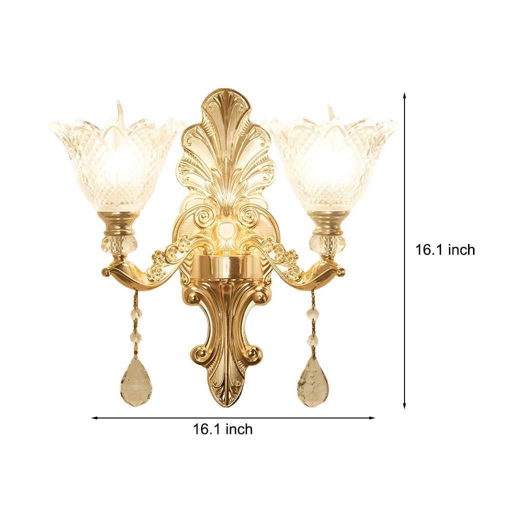 2 Lights Flowers Crystal Glass European-Style Wall Lamp