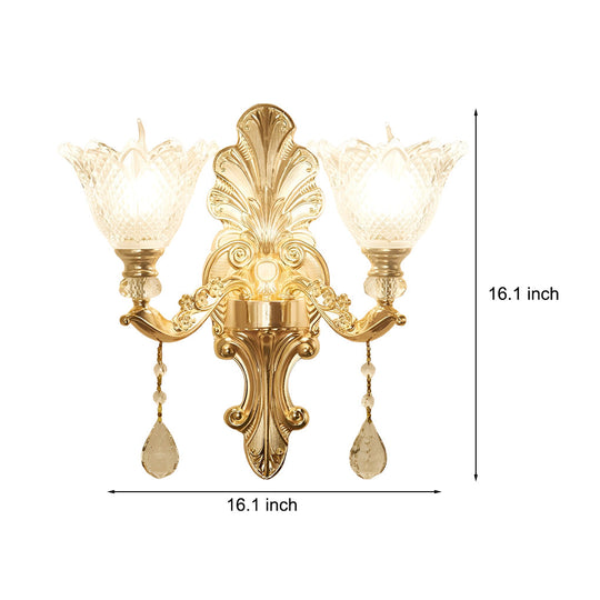 2 Lights Flowers Crystal Glass European-Style Wall Lamp
