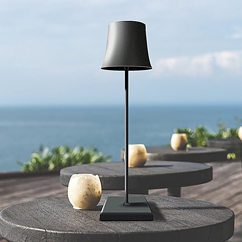 15 Inch Cordless Modern Cool Hue Metal Table Lamp (Black/White)