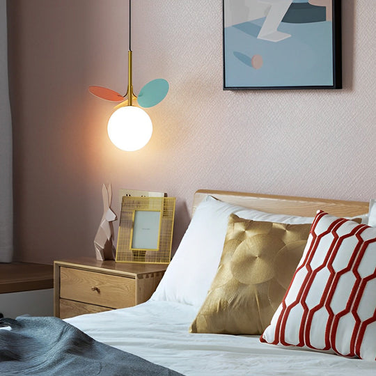 Colorful Creative Glass Flower Leaves Nordic Pendant Light