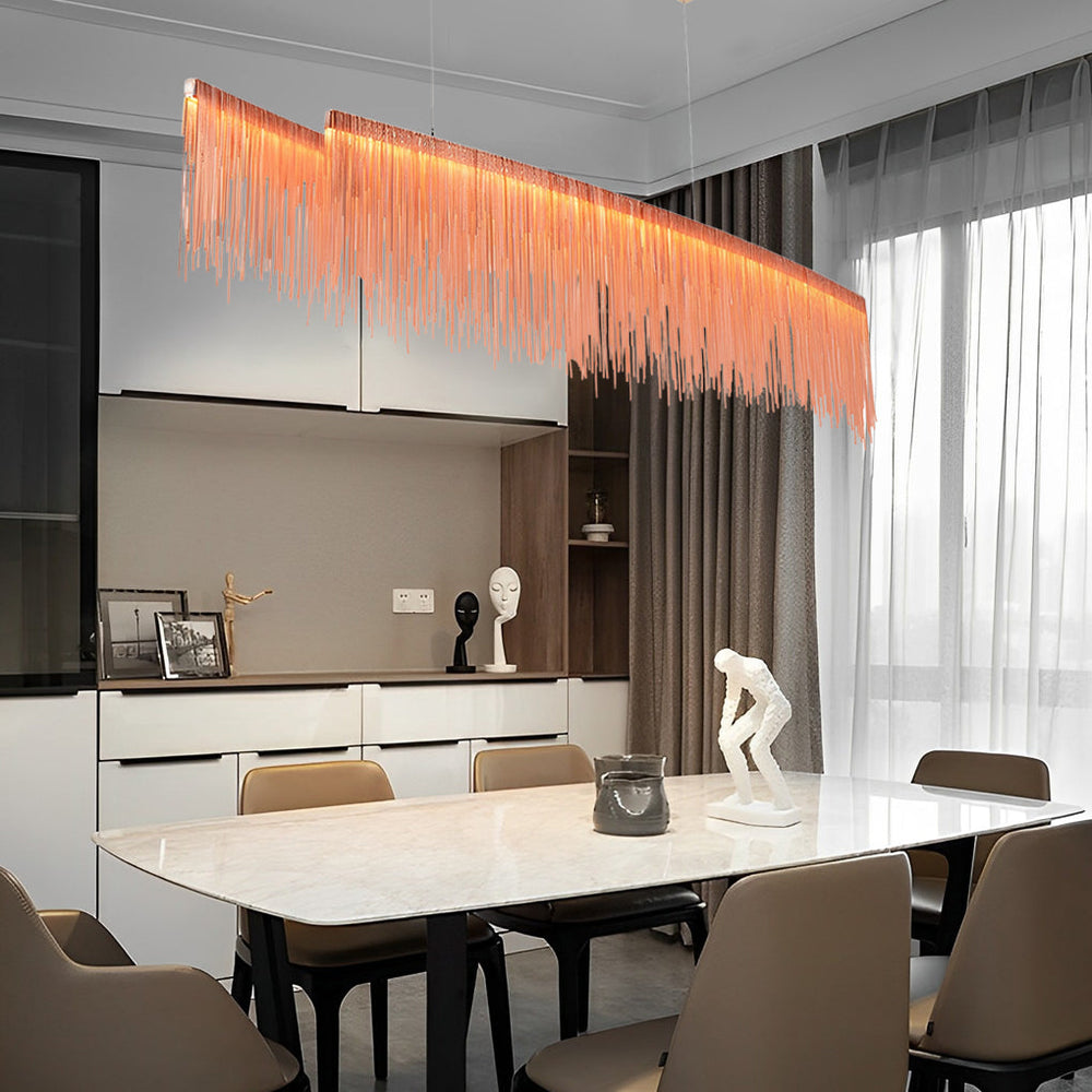 Aluminum Tassels Chain LED Dimmable Post Modern Dining Room Chandelier