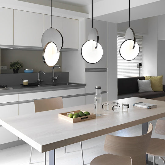 Creative Round Stainless Steel LED Acrylic Post Modern Pendant Light