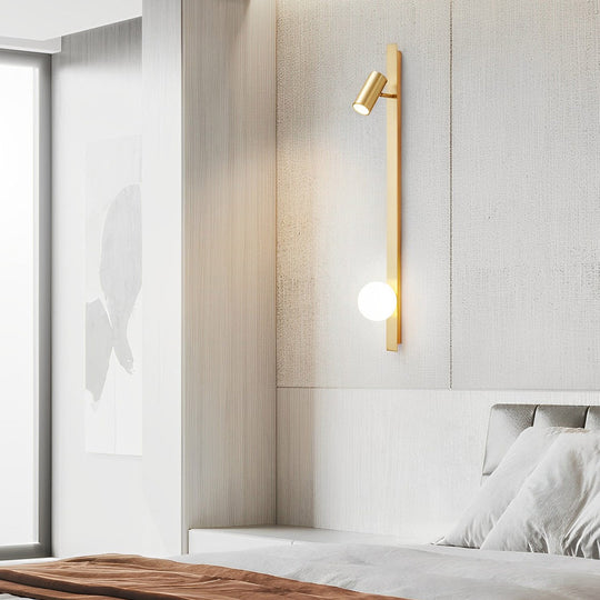 Black and Gold LED Linear Wall Lamp with Adjustable Spotlight