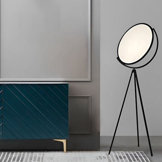 Black Metal Rotating LED Tripod Floor Lamp with Acrylic Shade