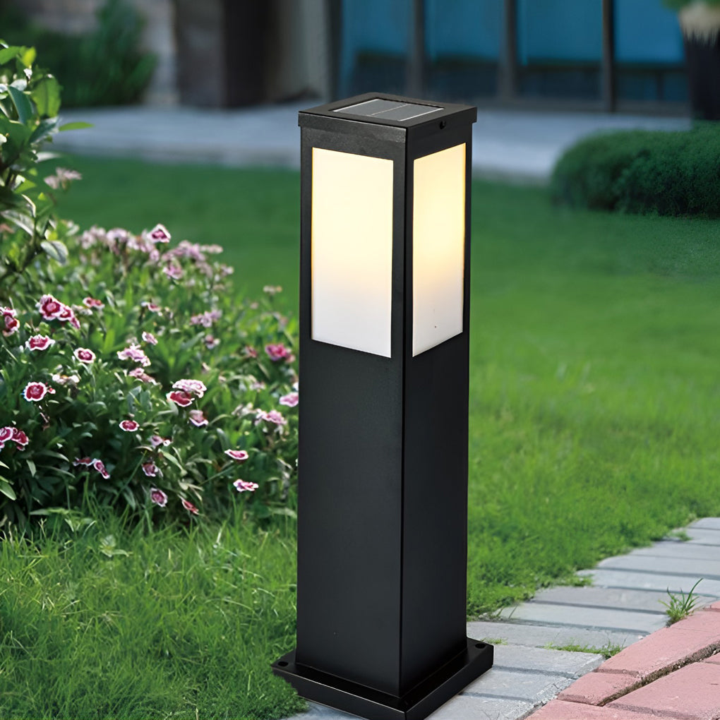 Remote Controlled Industrial Solar Bollard Lights Waterproof and Square Outdoor Lighting
