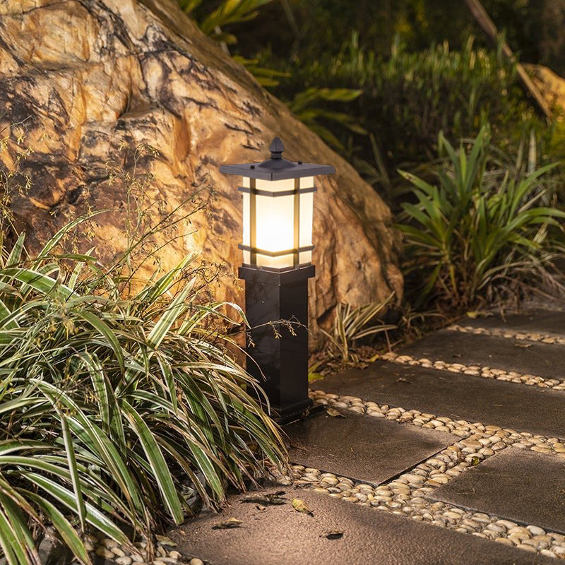 Elegant Vintage Pavilion Black Bollard Lights Retro Outdoor Pathway Lamp