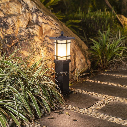 Elegant Vintage Pavilion Black Bollard Lights Retro Outdoor Pathway Lamp