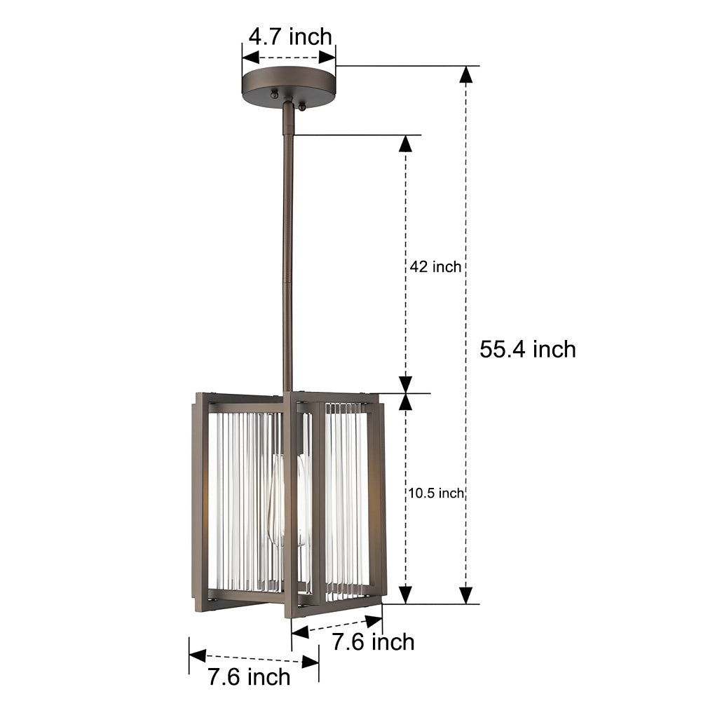 Square Iron Frame Retro Industrial Style Chandelier Dining Light