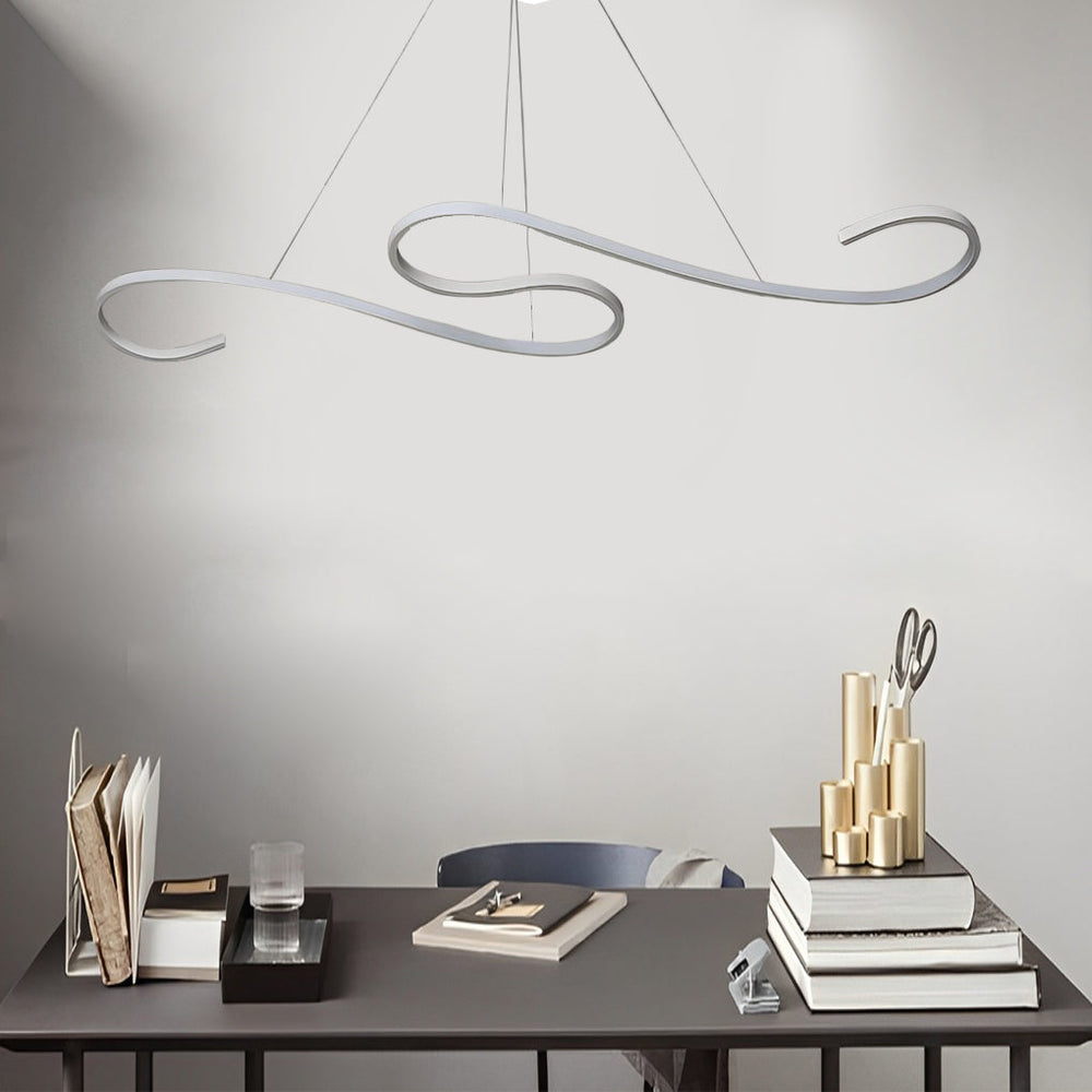Creative Wavy Lines Stepless Dimming LED White Minimalist Chandelier