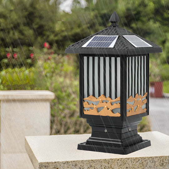 Retro Scenery Waterproof LED Vintage Solar Fence Post Light