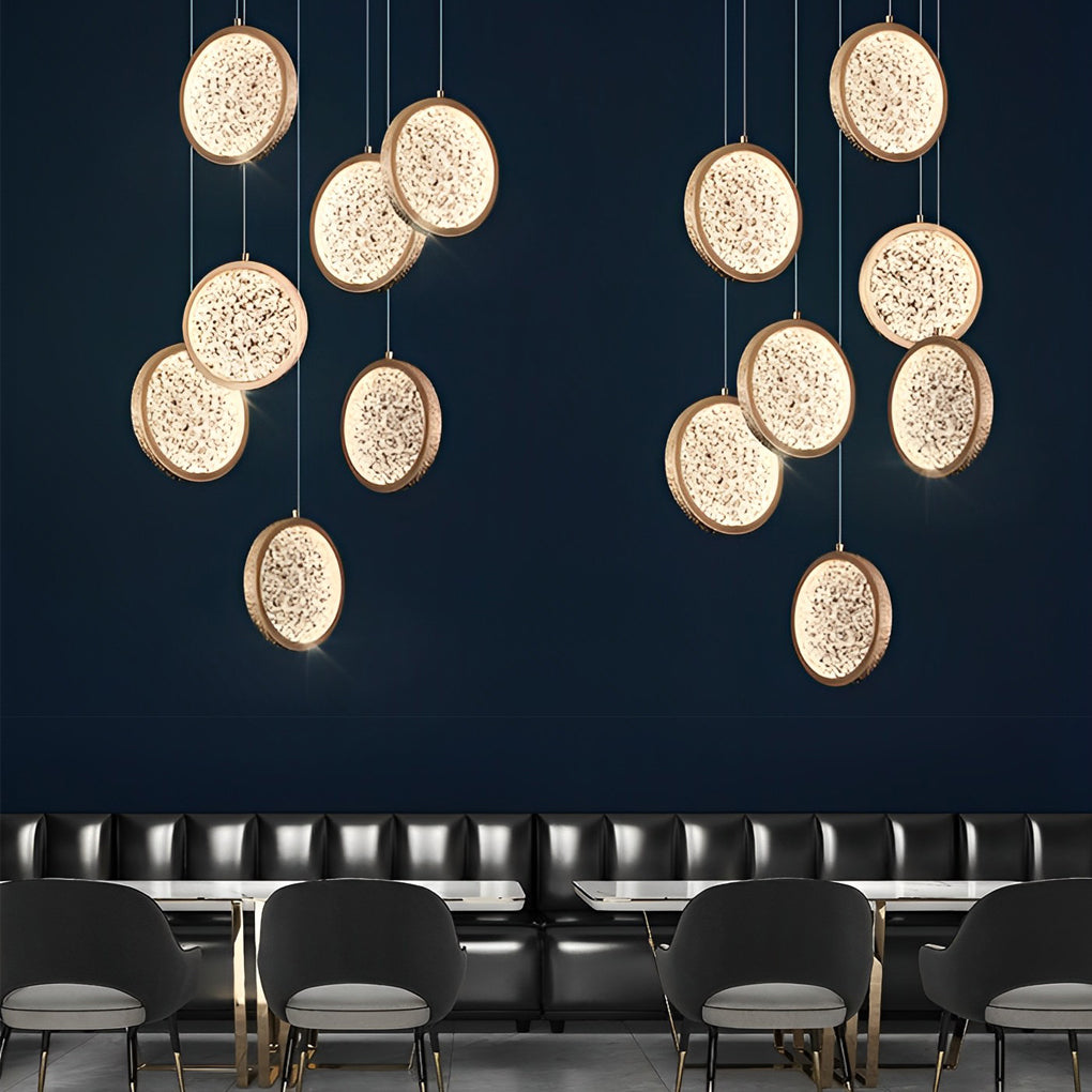 Creative Round Iron Acrylic Three-Step Dimming Modern Pendant Light