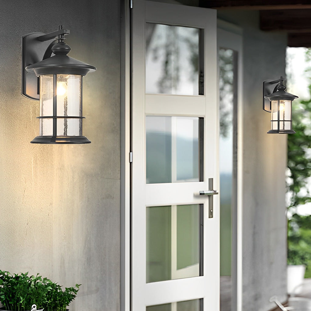 Retro Aluminum Glass LED Waterproof Garden Wall Lamp