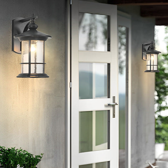 Retro Aluminum Glass LED Waterproof Garden Wall Lamp
