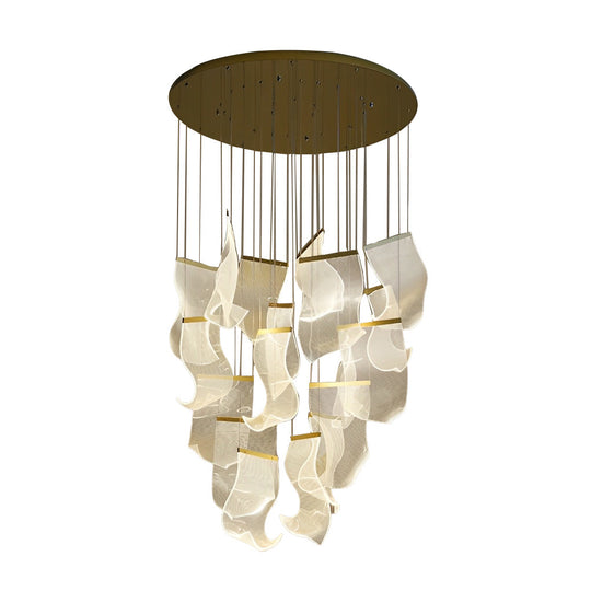 Irregular Curl Acrylic Paper Stepless Dimming LED Nordic Chandelier