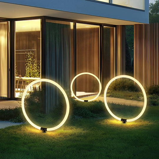 Sleek Ring LED Lawn Lamp Modern Waterproof Solar Landscape Lighting