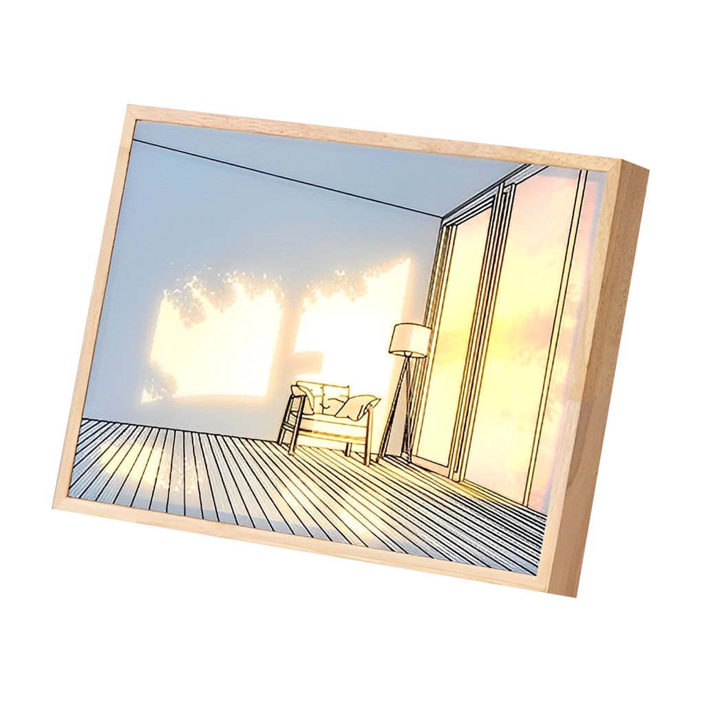 Wooden Frame Touch Control Dimmable LED Night Light