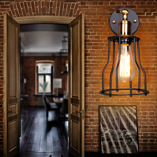 Adjustable Retro Iron E27 Waterproof Industrial Plug-in Wall Sconce