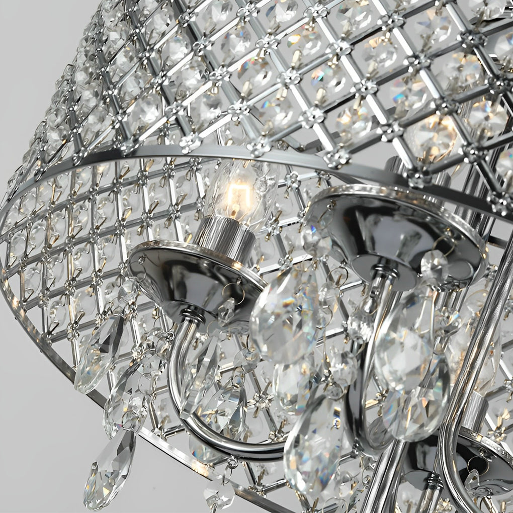 Round Iron Crystal Pendant Retro American Style Chandelier