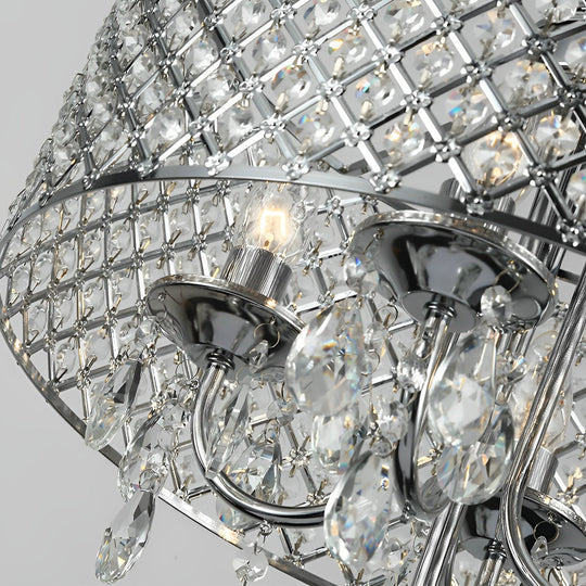 Round Iron Crystal Pendant Retro American Style Chandelier