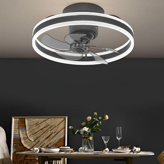 Round Stepless Dimming 360° Rotating LED Ceiling Fan Light