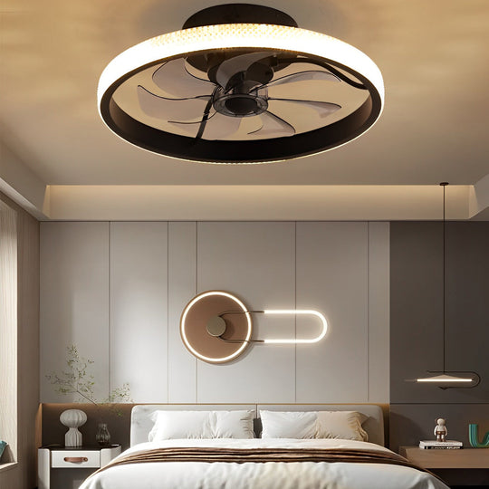 Round Inverter Mute LED Dimmable Bladeless Ceiling Fan with Remote