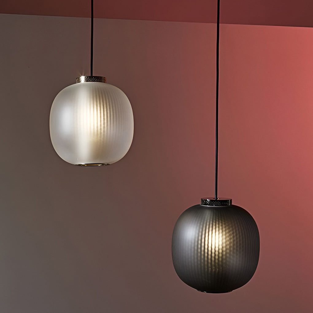 Round Lantern-Shaped Glass LED Modern Pendant Light