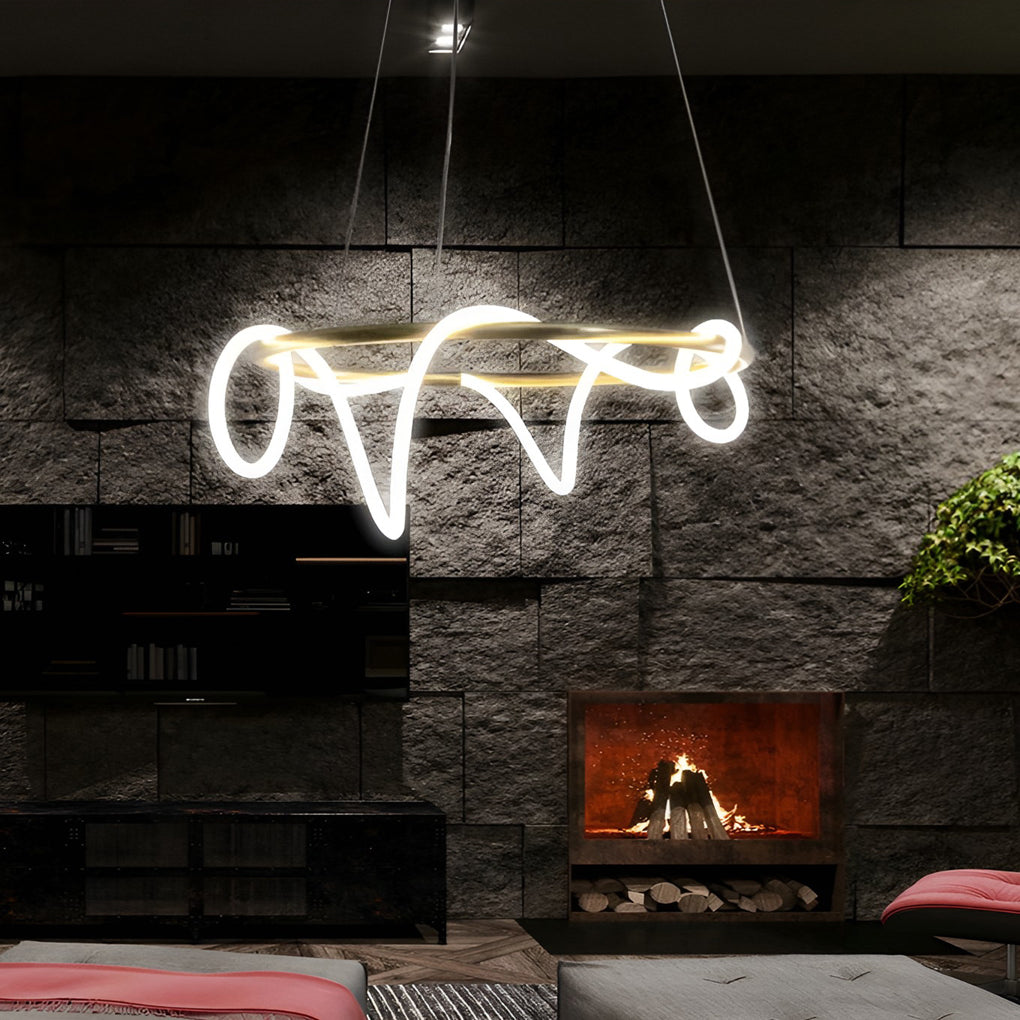 Creative LED Strip Electroplated Metal Modern Chandelier Ceiling Light