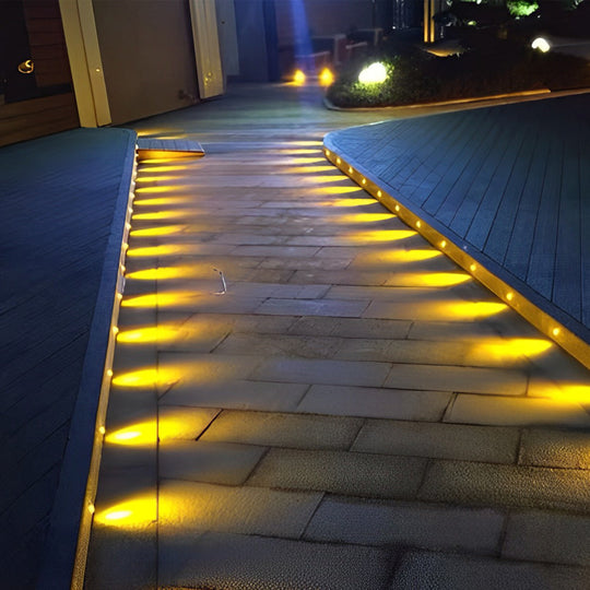 10pcs Silver Polished LED In Ground Step Lights DC12V Stainless Steel Modern Park Square Lighting