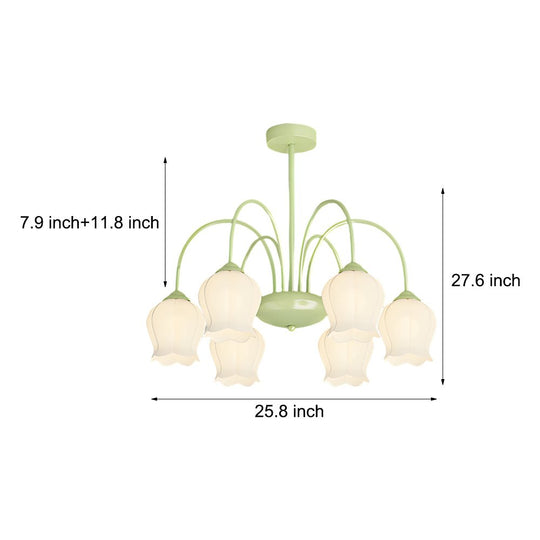 Orchid Flower Chandelier with 3-Step Dimming, 6-Heads