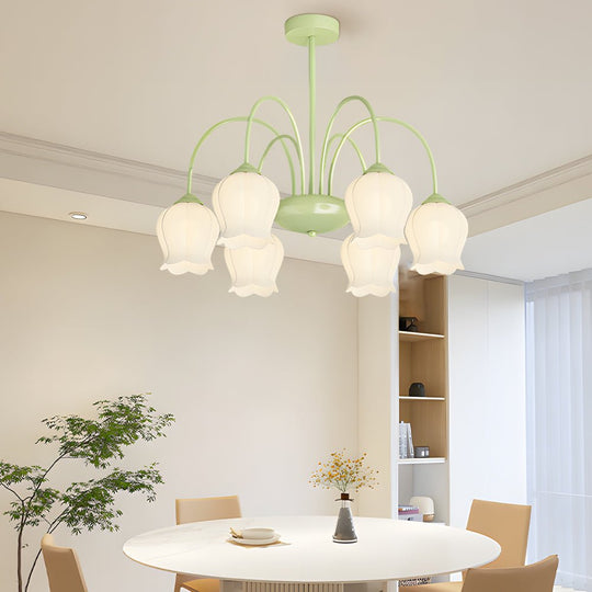 Orchid Flower Chandelier with 3-Step Dimming, 6-Heads