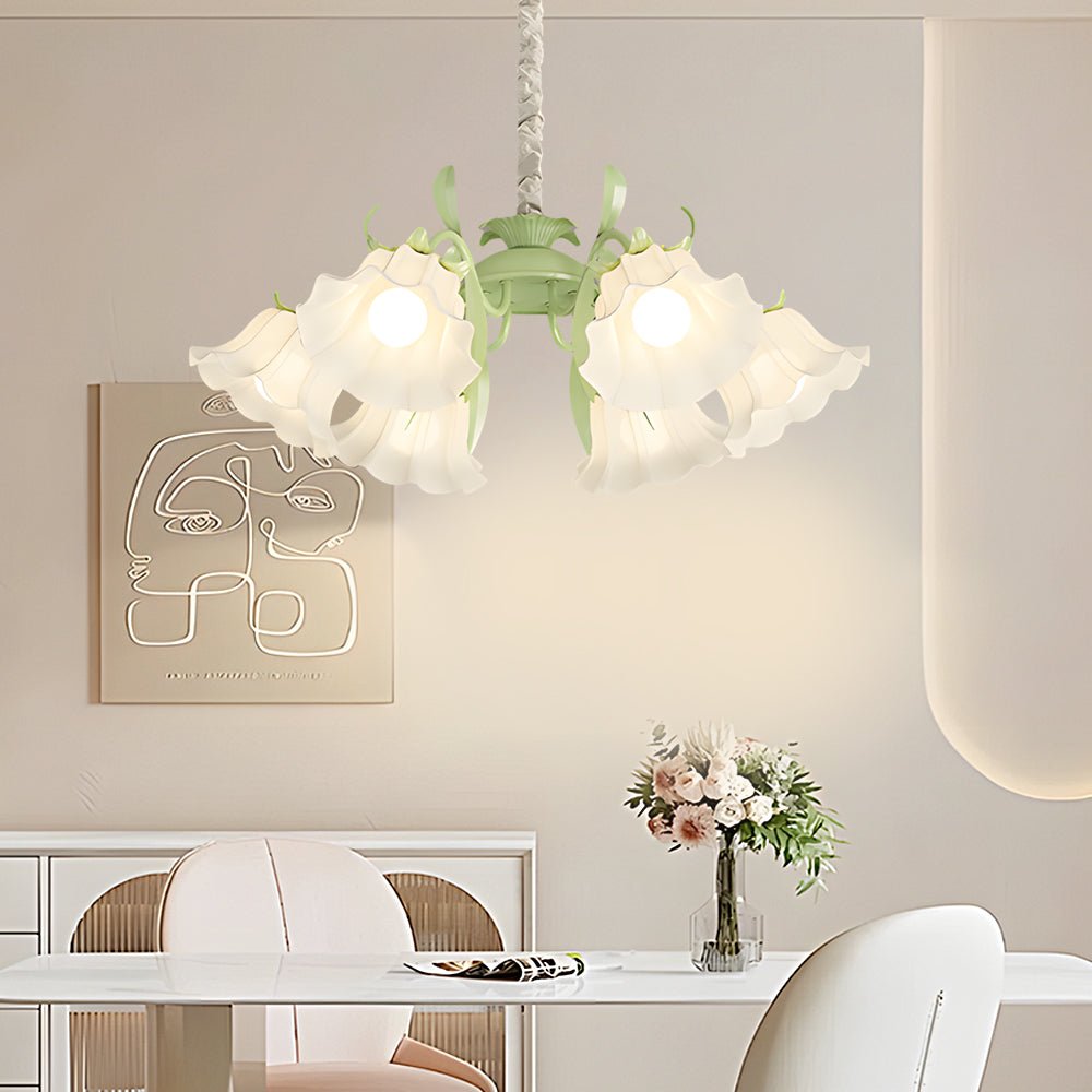 Floral Leaves Chandelier with 3-Step Dimming, 6 Lights