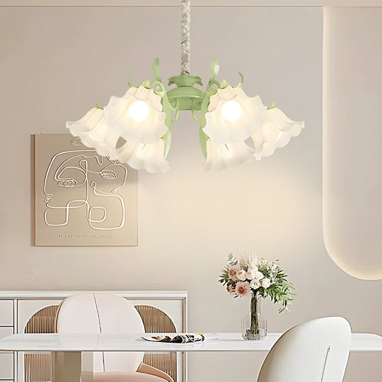 Floral Leaves Chandelier with 3-Step Dimming, 6 Lights