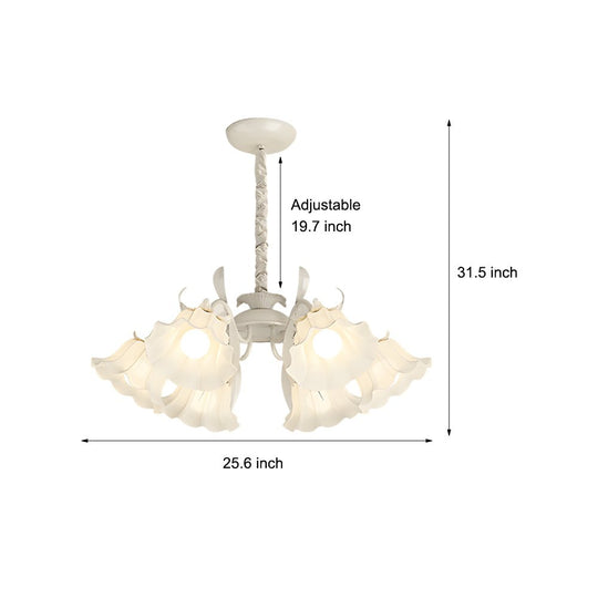 Floral Leaves Chandelier with 3-Step Dimming, 6 Lights
