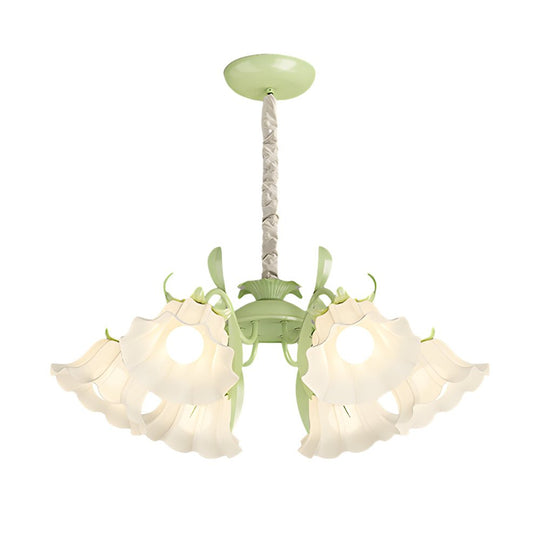 Floral Leaves Chandelier with 3-Step Dimming, 6 Lights