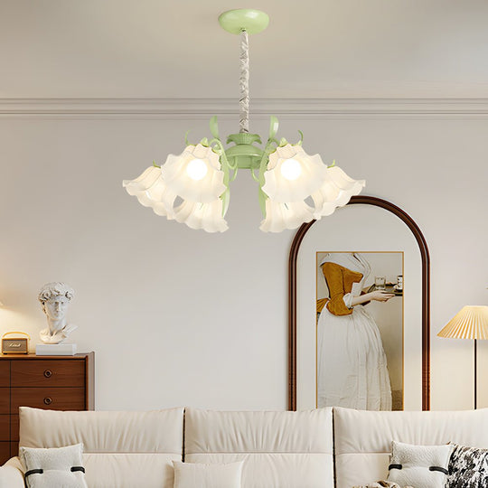 Floral Leaves Chandelier with 3-Step Dimming, 6 Lights