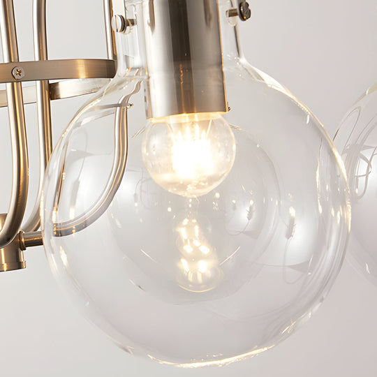 6-Light Glass Globe Shade Nickel Finish Modern Chandelier