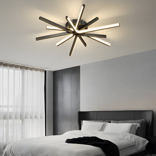 6 Light LED Semi Flush Mount Copper Starburst Ceiling Light