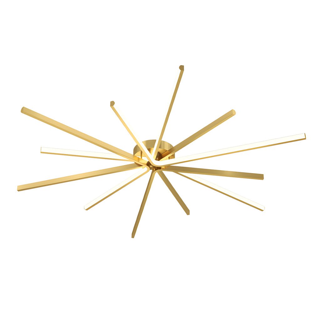 6 Light LED Semi Flush Mount Copper Starburst Ceiling Light