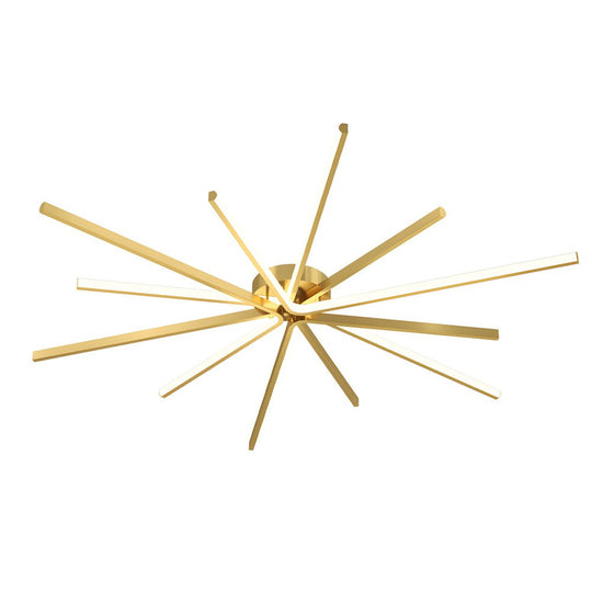 6 Light LED Semi Flush Mount Copper Starburst Ceiling Light