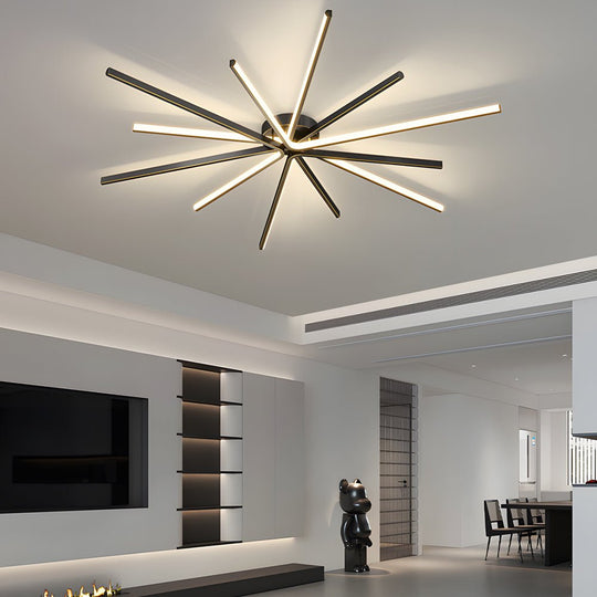 6 Light LED Semi Flush Mount Copper Starburst Ceiling Light