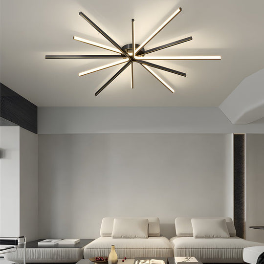6 Light LED Semi Flush Mount Copper Starburst Ceiling Light