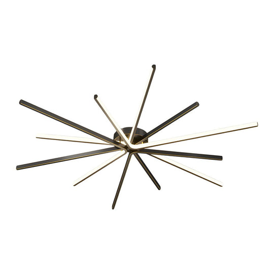 6 Light LED Semi Flush Mount Copper Starburst Ceiling Light