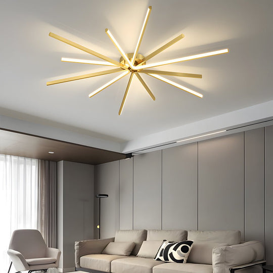 6 Light LED Semi Flush Mount Copper Starburst Ceiling Light