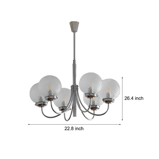 Six Lights Minimalist Planet Glass Balls Postmodern Chandelier Hanging Light