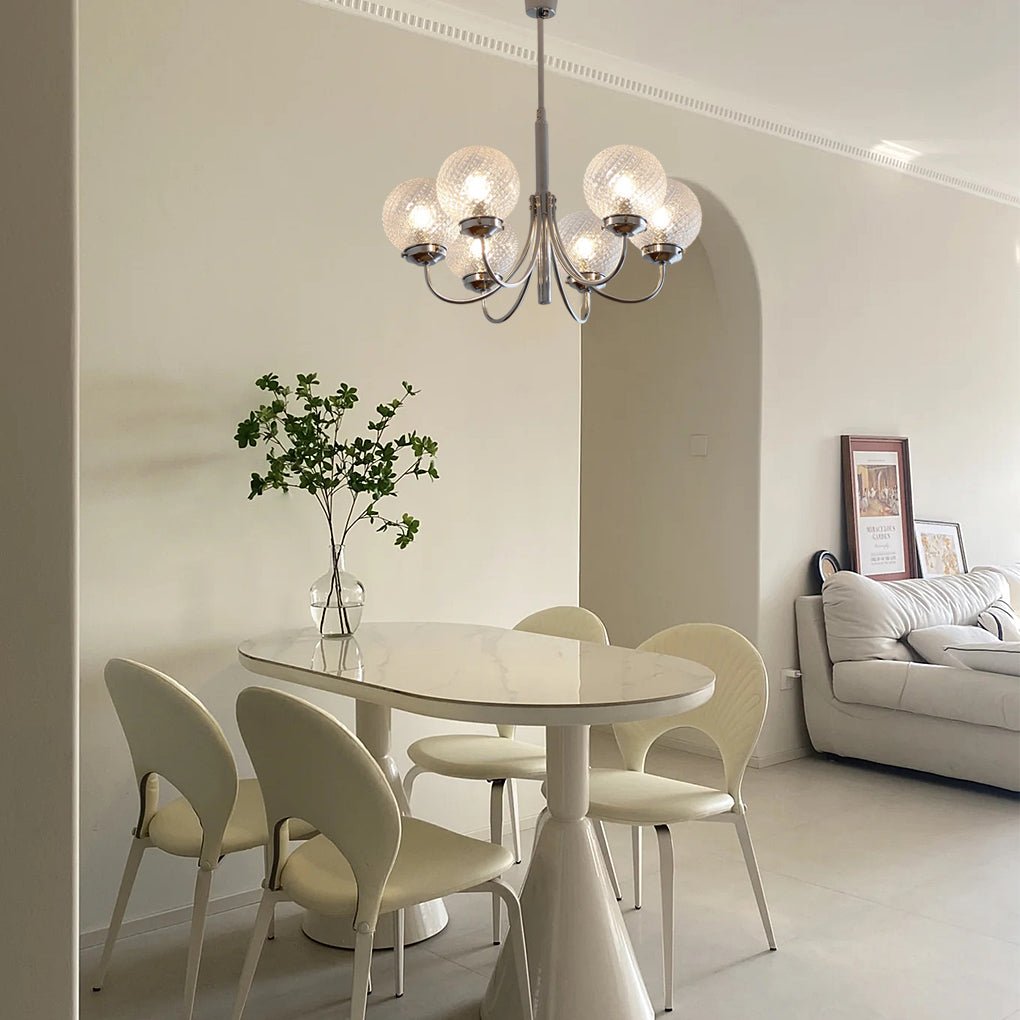 Six Lights Minimalist Planet Glass Balls Postmodern Chandelier Hanging Light