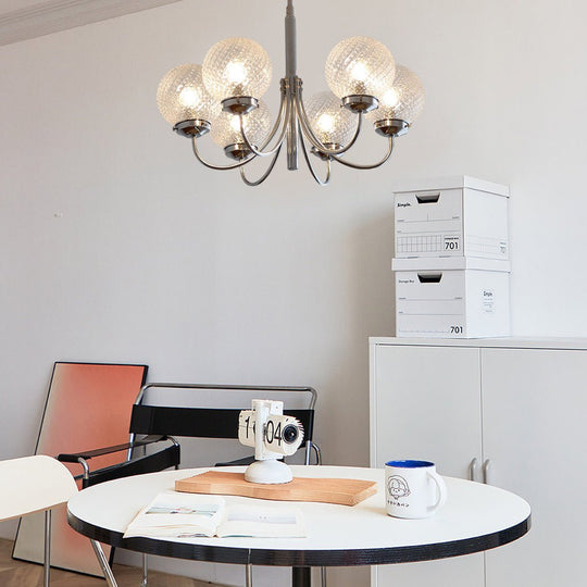 Six Lights Minimalist Planet Glass Balls Postmodern Chandelier Hanging Light