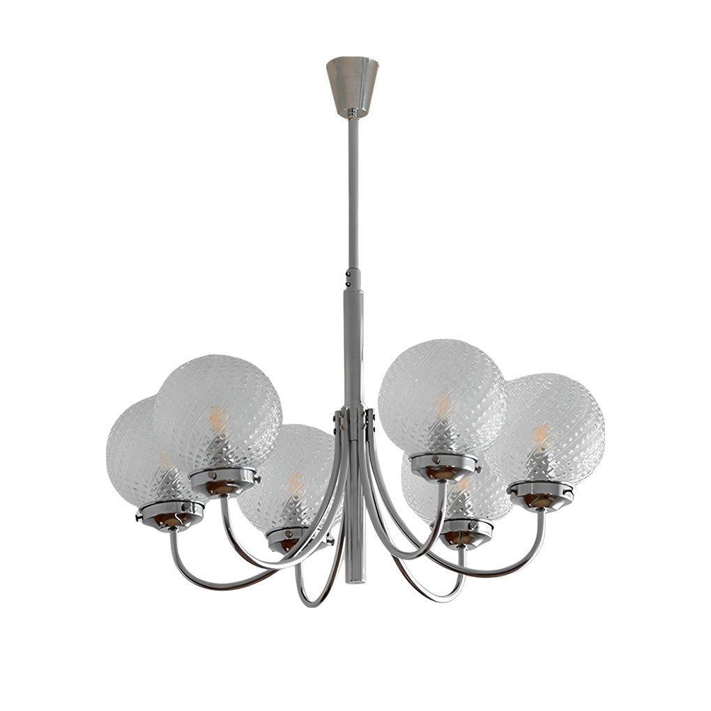 Six Lights Minimalist Planet Glass Balls Postmodern Chandelier Hanging Light