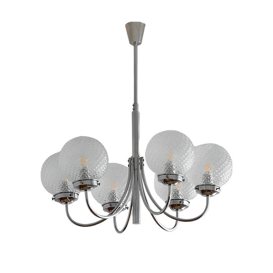 Six Lights Minimalist Planet Glass Balls Postmodern Chandelier Hanging Light