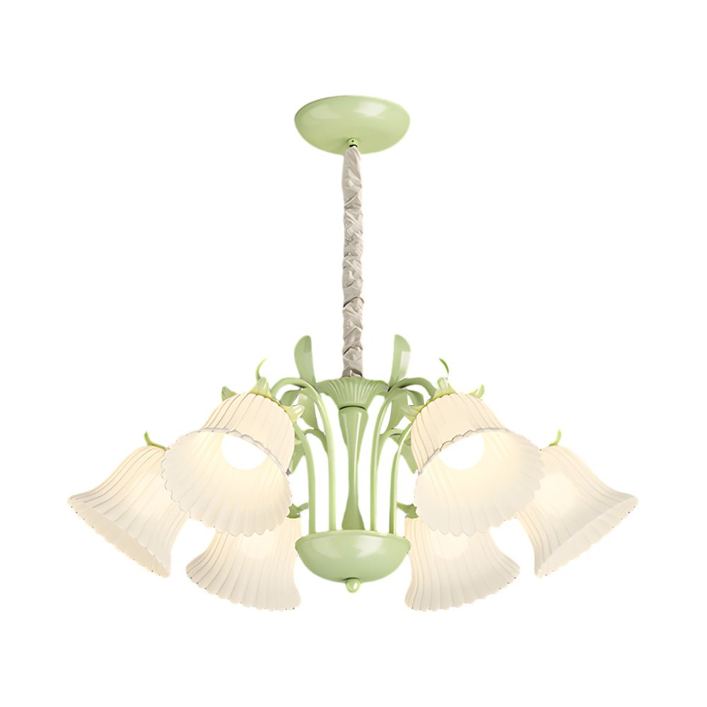 White Flower Chandelier with 3-Step Dimming, 6 Lights